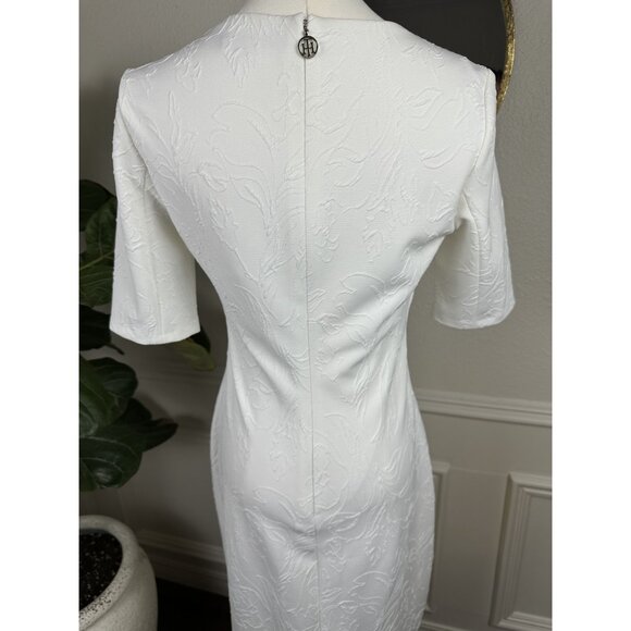 Tommy Hilfiger White Floral Short Sleeve Sheath Dress size 2 (can fit like a 6) - Picture 8 of 11